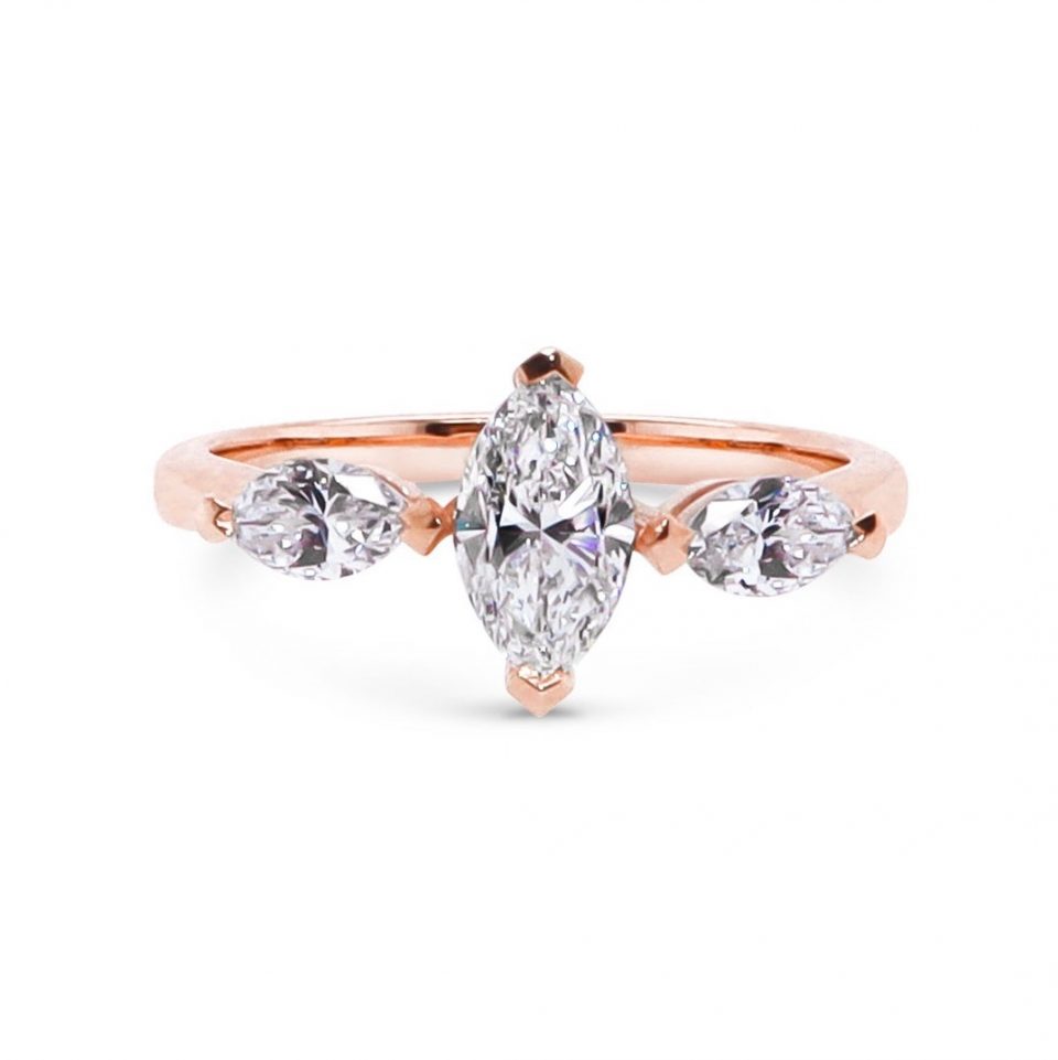 Rose Gold Marquise Trilogy Ring-Stonz ZA